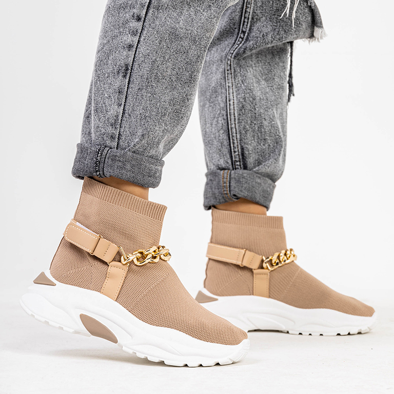 Dámska vysoká béžová športová obuv Greqo - obuv