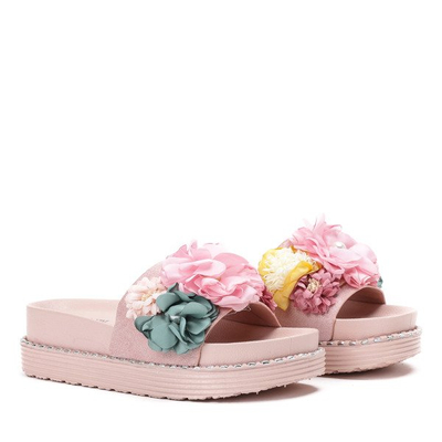Růžové žabky na platformě s květinami Susana - Obuv 1