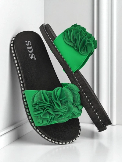 Royalfashion Dámske papuče s plochou podrážkou Flora Verde