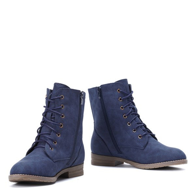 Granatowe workery z ćwiekami - Obuwie