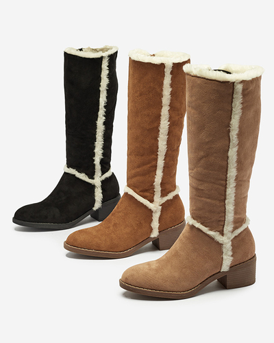 Čierne dámske čižmy s kožušinkou Zerriva- Obuv