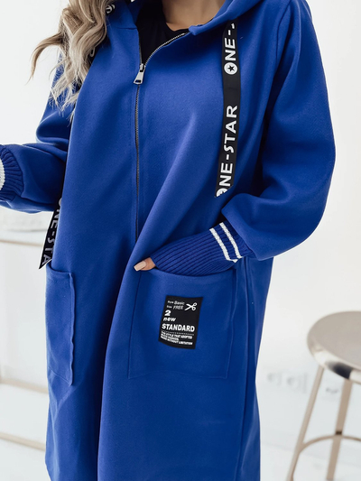 Royalfashion Dámsky kabát po kolená v kobaltovej farbe
