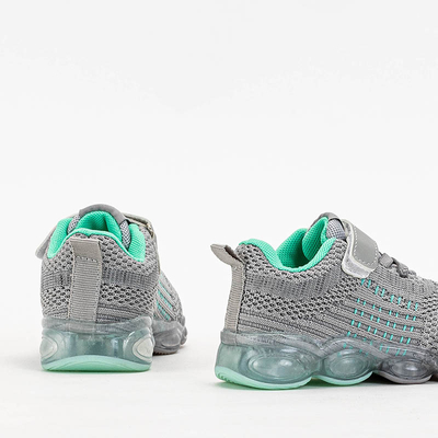 Šedé detské športové topánky s mint detailmi Dons - Footwear
