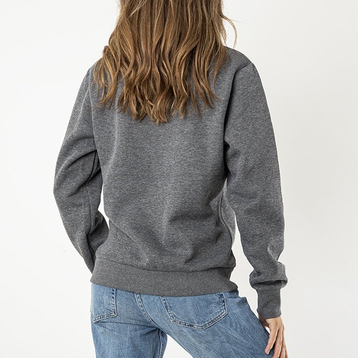 Dámska zateplená šedá mikina bez kapucne - Oblečenie