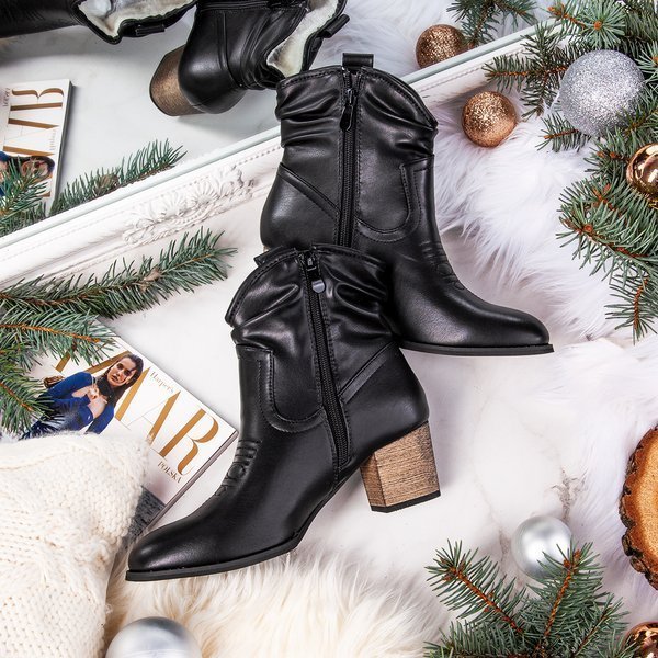 VÝPLET Čierne teplé kovbojské topánky Vincenza - Obuv