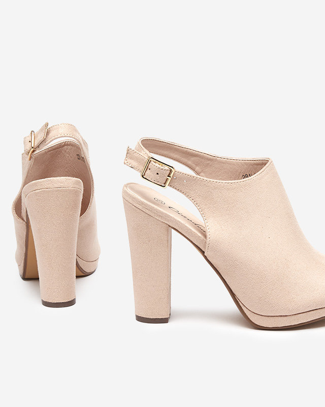 Béžové dámske sandále na vyššom stĺpiku Weteri - Obuv