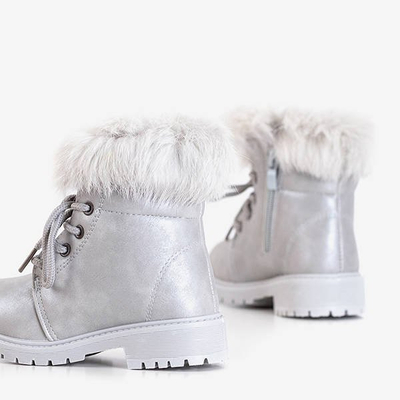 Detské čižmy striebornej farby Zendisqa s kožušinou - obuv