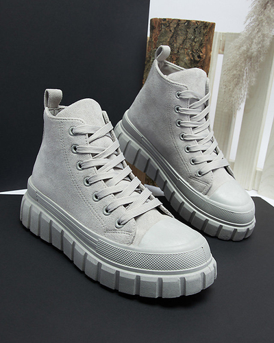 OUTLET Svetlosivé dámske šnurovacie športové topánky a'la tenisky Netara - Obuv