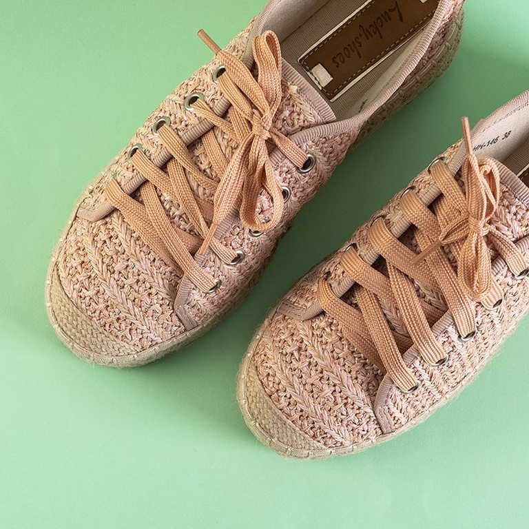 Dámske ružové espadrilky na nízkej kjótskej platforme - topánky