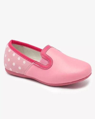 Ružové dievčenské poltopánky z ekokože s potlačou hrášku Rellme- Footwear