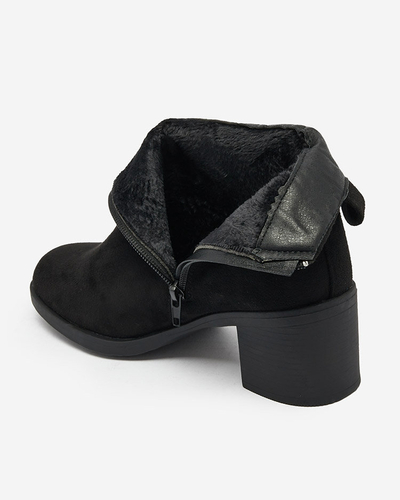 Royalfashion Čierne dámske nízke čižmy na podpätku z eko semišu Rejerry