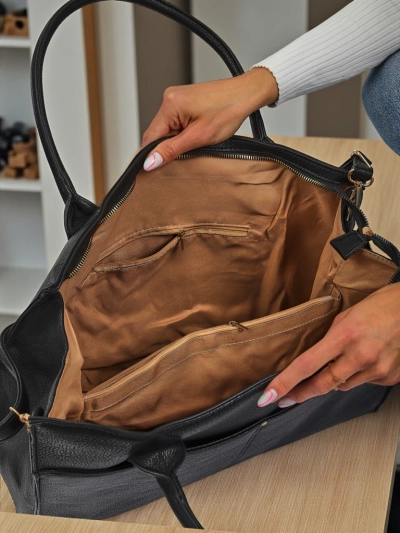 Ženska torba Aristea Nero črno eko usnje 41x31 elegantna