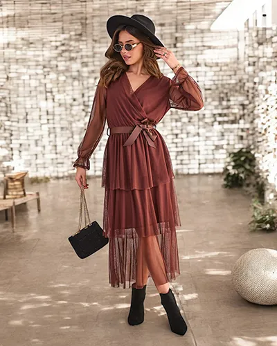 Royalfashion Dlhé šaty pre ženy s volánmi