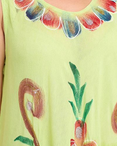 Dámske plážové šaty zelenej farby s kvetinovým vzorom - Oblečenie