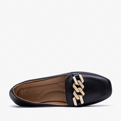 Čierne dámske mokasíny s perličkovým zdobením Krelizo - Topánky