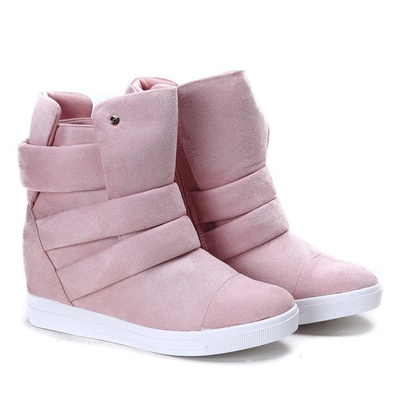 OUTLET Różowe sneakersy na krytym koturnie My Little Love- Obuwie