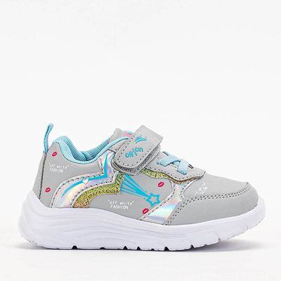 Svetlošedá dievčenská športová obuv s jakopotlačou. Obuv