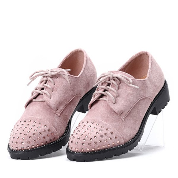 Różowe półbuty z cyrkoniami Ashley- Obuwie