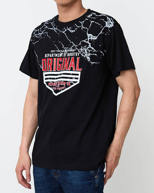 Pánske čierne tričko s potlačou - Oblečenie