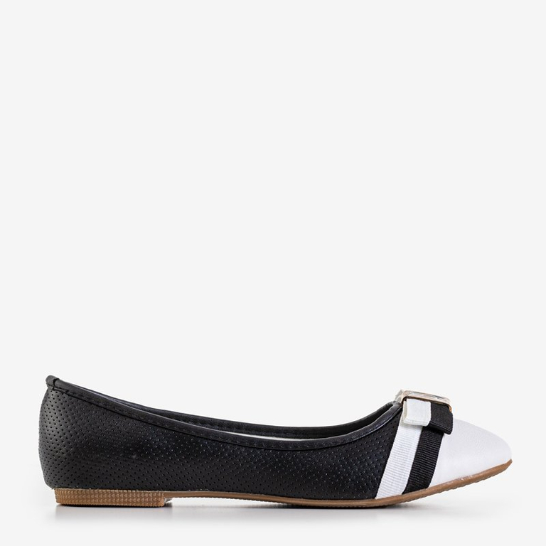 Čierne dámske prelamované baleríny s mašličkou Alemonia - Topánky