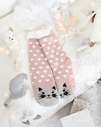 Červené dámske ponožky s vianočným vzorom - Spodné prádlo