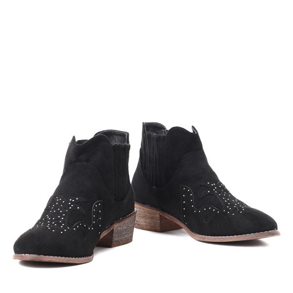 Czarne botki na płaskim obcasie Kate - Obuwie