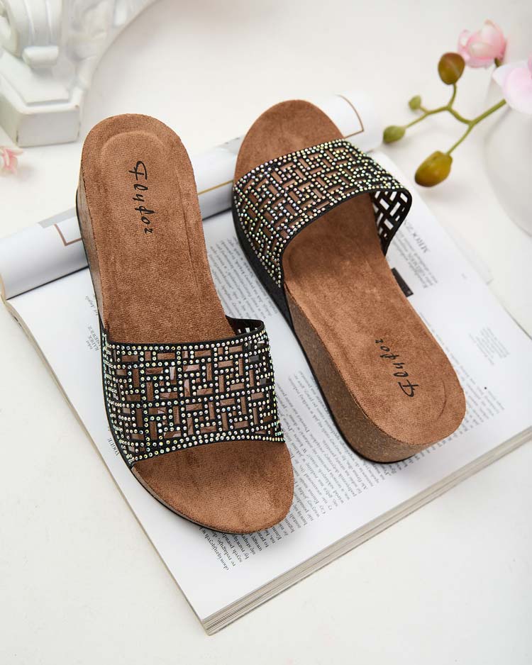 Royalfashion Dámske ažurové šľapky na podpätku Lecissa