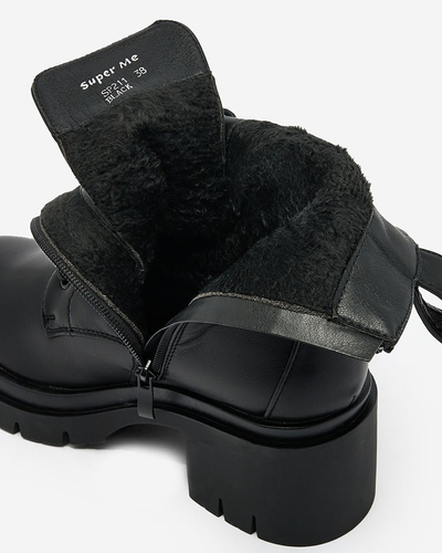 Royalfashion Čierne dámske šnurovacie čižmy Cazzenos