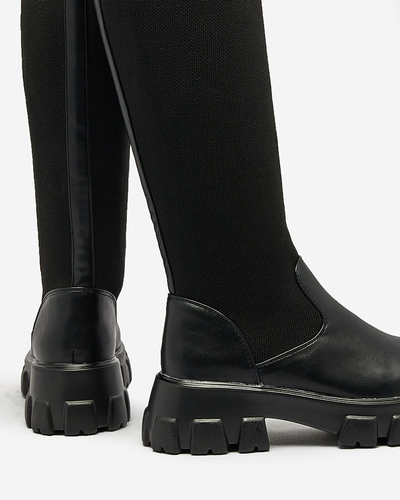 Royalfashion Čierne dámske čižmy nad kolená Sennosea