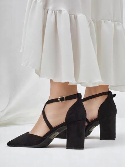 Royalfashion Dámske eko-semišové lodičky s remienkami Kanastru