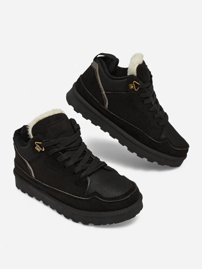 Ženski športni copati Diana Črni Semiš Udobni za Zimo