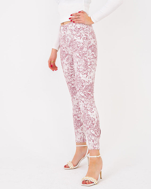 Dámske bordové vzorované látkové nohavice - Oblečenie