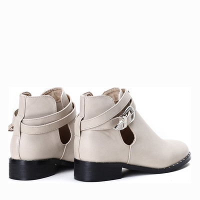 Beżowe botki z wycięciami Heather- Obuwie