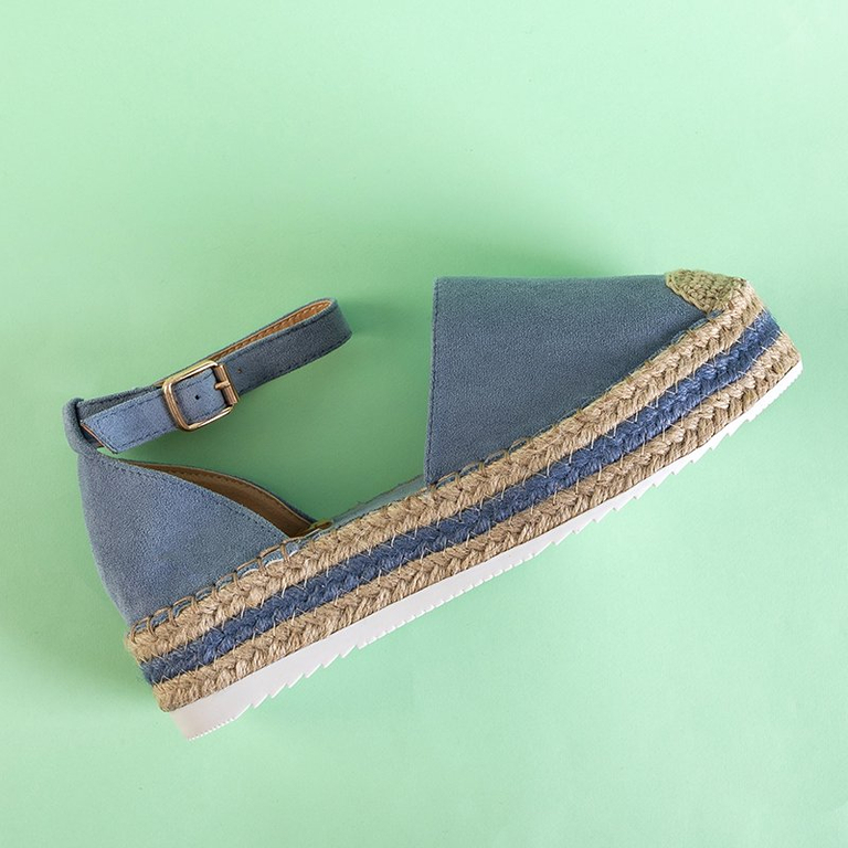 Modré dámske sandále a'la espadrilky na platforme Palira-Shoes