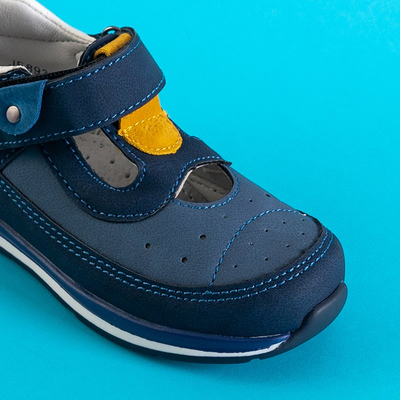 Tmavomodré chlapčenské topánky so žltými vložkami Bartnie - Obuv