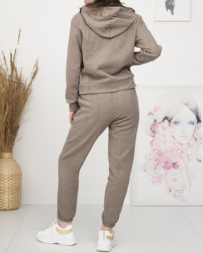 Svetlohnedá zateplená dámska mikina s nášivkou - Oblečenie