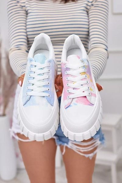 Ružovo-biele dámske tenisky s potlačou Lonoll- Footwear