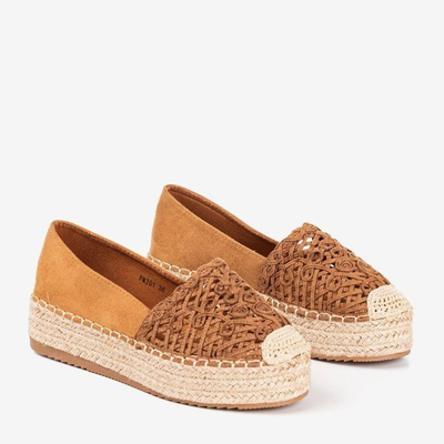 OUTLET Hnedé espadrilky na platforme Lepusa - Obuv