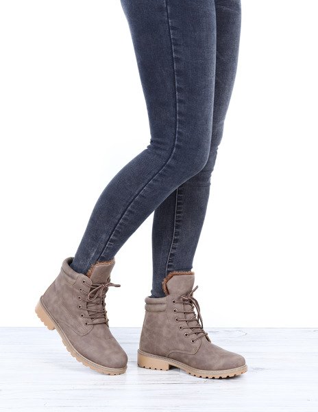 Ocieplane trapery Maggie w kolorze khaki- Obuwie