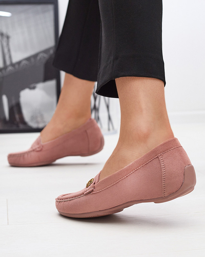 Tmavoružové dámske mokasíny na nízkom obtiahnutom kline Lemira - Obuv
