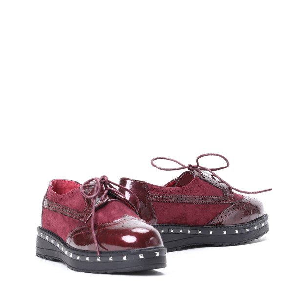 Bordowe oxfordy z ćwiekami Halsey - Obuwie