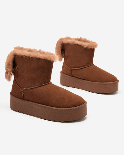 Royalfashion Dámske čižmy a'la snow boots v hnedej farbe Goroggo