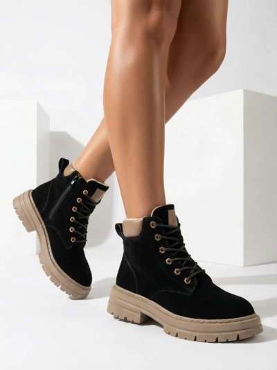 Royalfashion Čierno-hnedé dámske zateplené trapperské čižmy Radoras