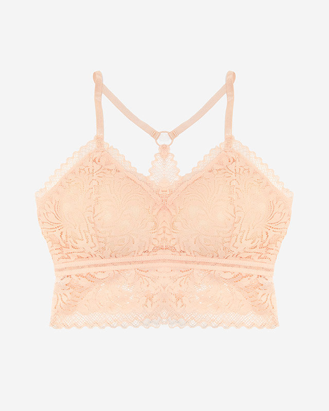 Čipkovaná dámska braletka púdrovej farby - Spodná bielizeň