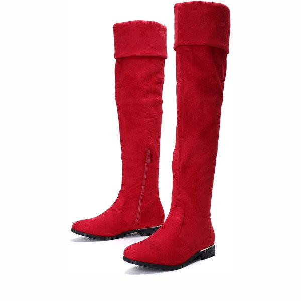 Czerwone kozaki z wywijaną cholewką Jasmine - Obuwie