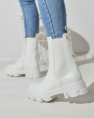 OUTLET Dámske vysoké čižmy v bielej farbe Vyvieva- Obuv