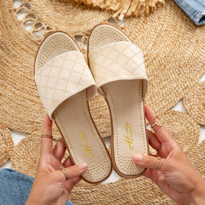 Béžové žabky se zlatými tryskami Billi - Obuv 1