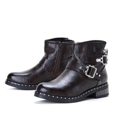 Brązowe botki ze sprzączkami Tricia- Obuwie