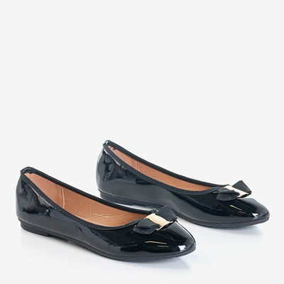 Černé lakované baleríny s lukem Marco - Obuv