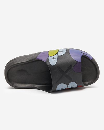 OUTLET Čierne gumené dámske papuče s potlačou Pfizz-footwear